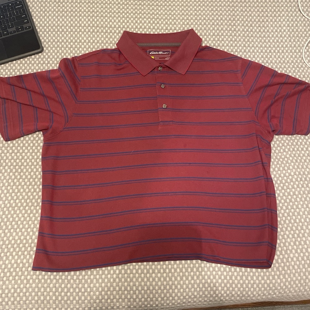 Eddie Bauer Burgundy and Blue Polo Shirt